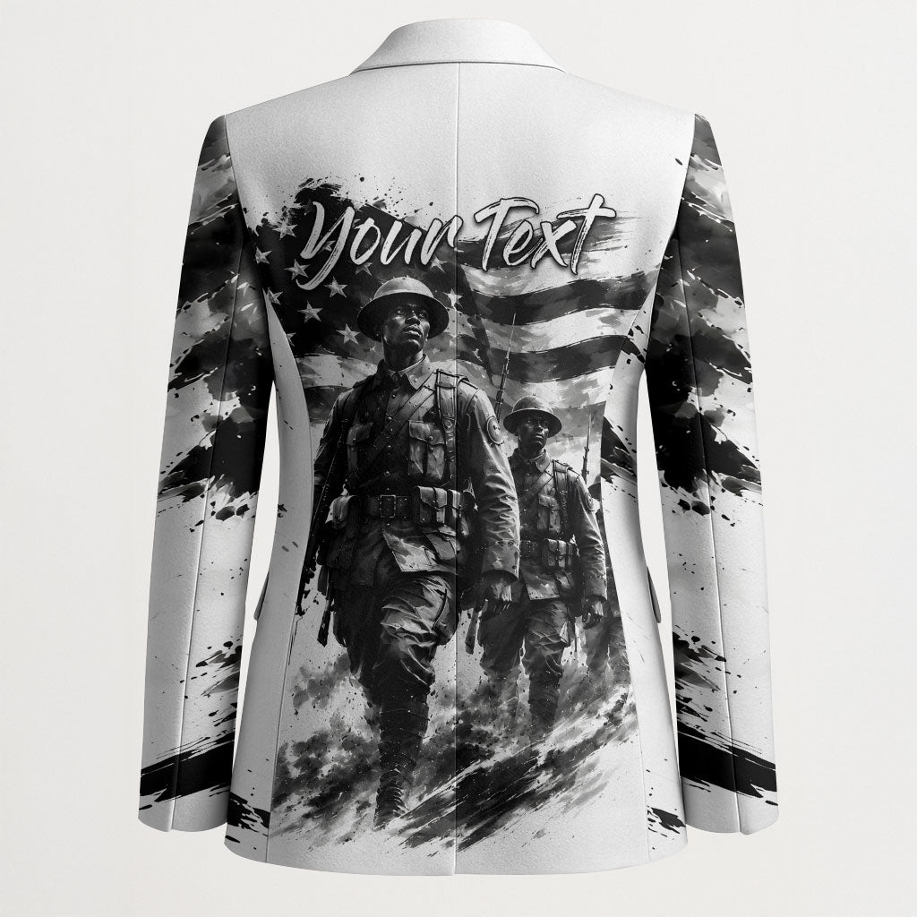 Personalized Harlem Hellfighters Blazer WWI African American Soldiers Monochrome Grunge Sketch Art