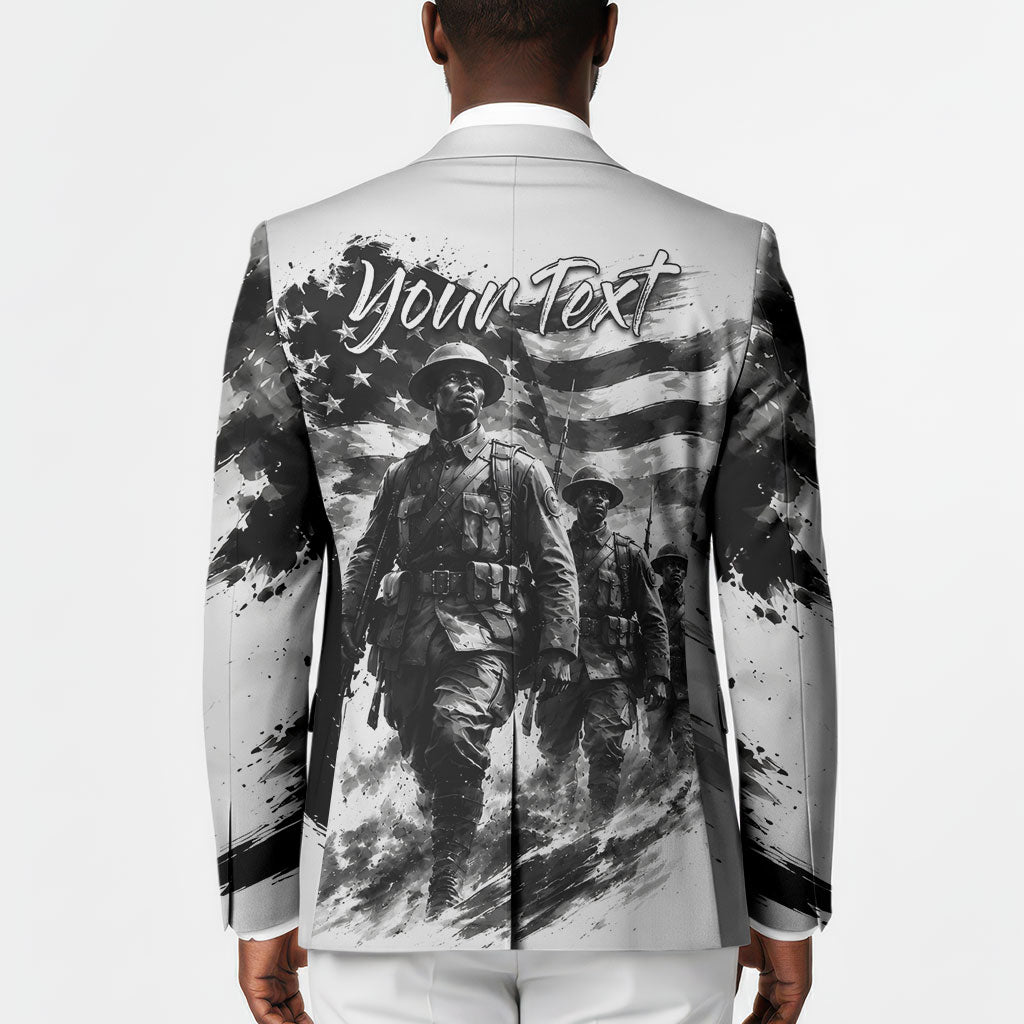 Personalized Harlem Hellfighters Blazer WWI African American Soldiers Monochrome Grunge Sketch Art
