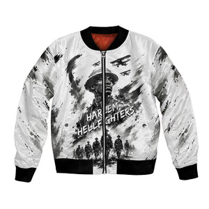 Personalized Harlem Hellfighters Bomber Jacket WWI African American Soldiers Monochrome Grunge Sketch Art