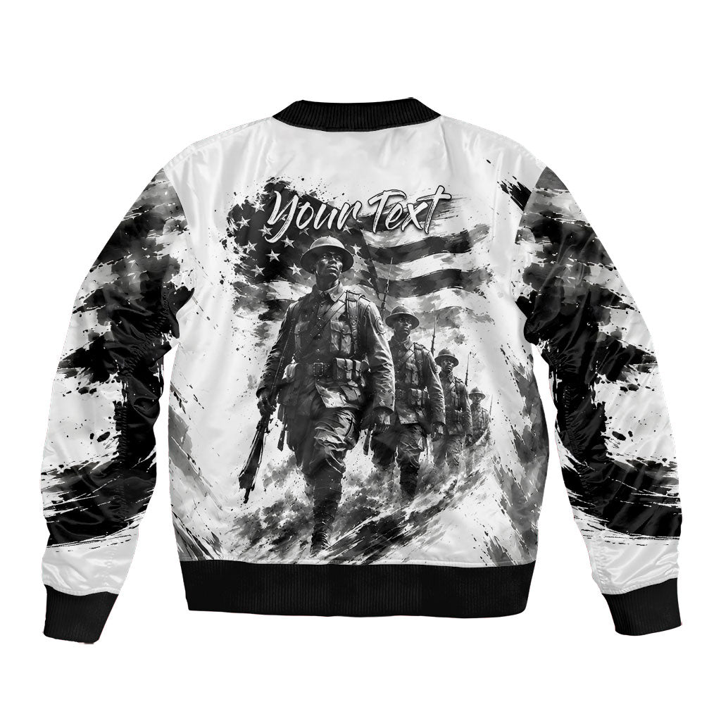 Personalized Harlem Hellfighters Bomber Jacket WWI African American Soldiers Monochrome Grunge Sketch Art