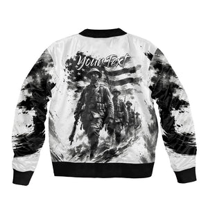 Personalized Harlem Hellfighters Bomber Jacket WWI African American Soldiers Monochrome Grunge Sketch Art