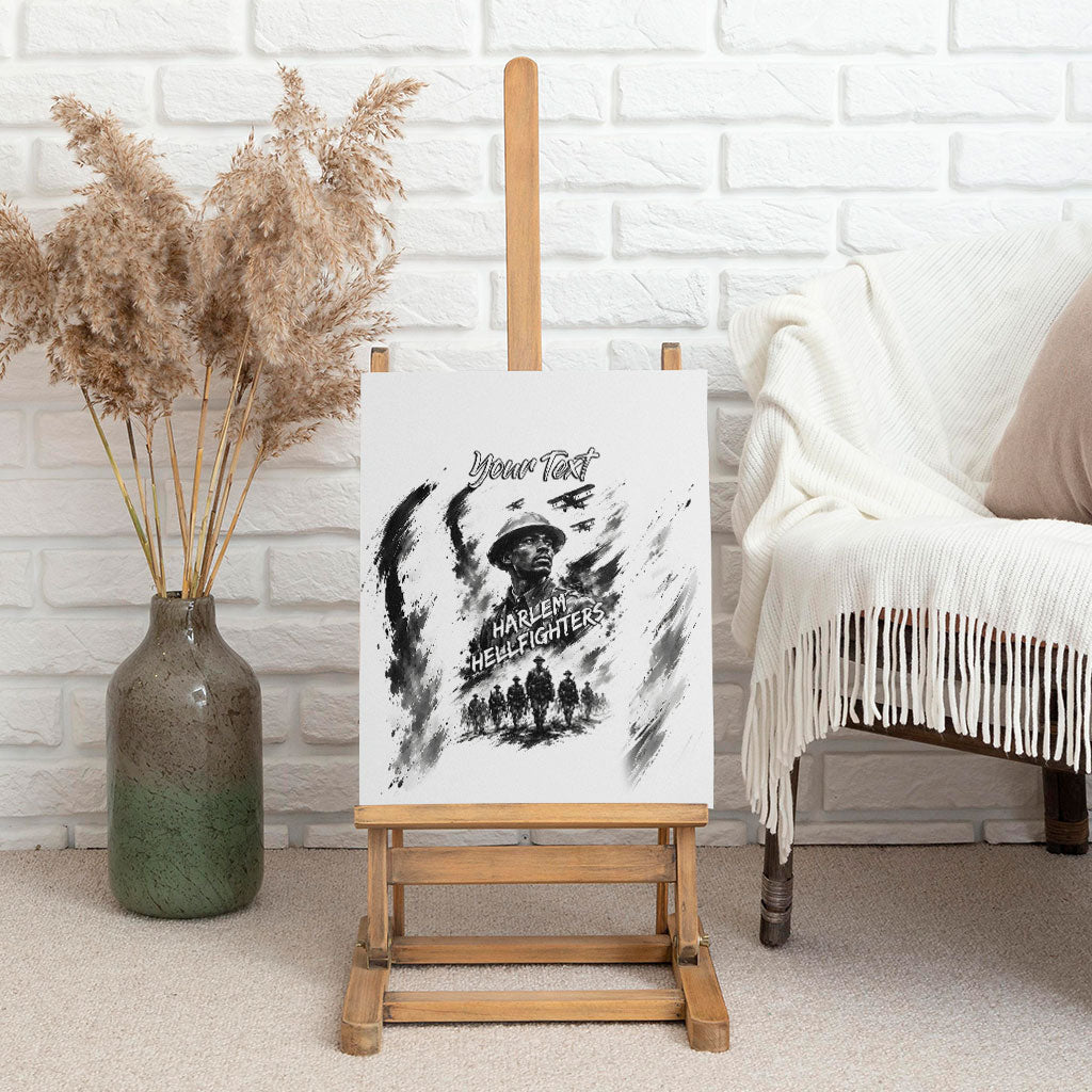 Personalized Harlem Hellfighters Canvas Wall Art WWI African American Soldiers Monochrome Grunge Sketch Art