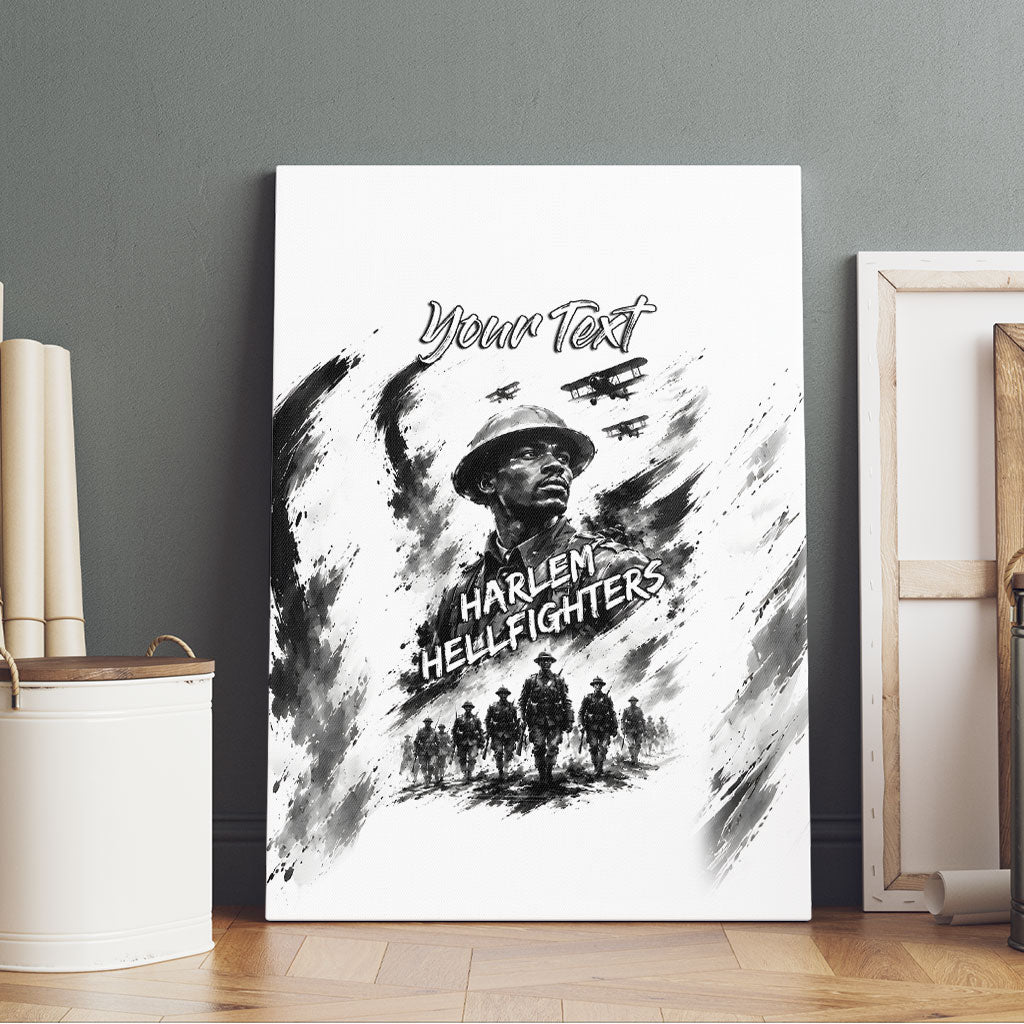 Personalized Harlem Hellfighters Canvas Wall Art WWI African American Soldiers Monochrome Grunge Sketch Art