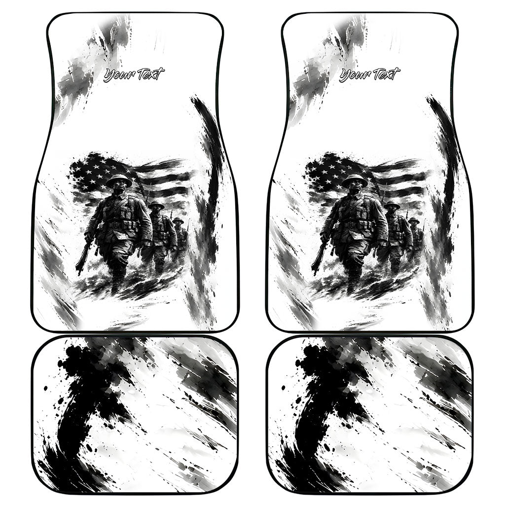 Personalized Harlem Hellfighters Car Mats WWI African American Soldiers Monochrome Grunge Sketch Art