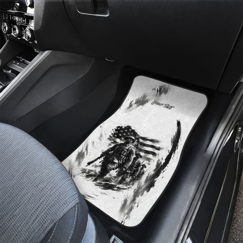 Personalized Harlem Hellfighters Car Mats WWI African American Soldiers Monochrome Grunge Sketch Art