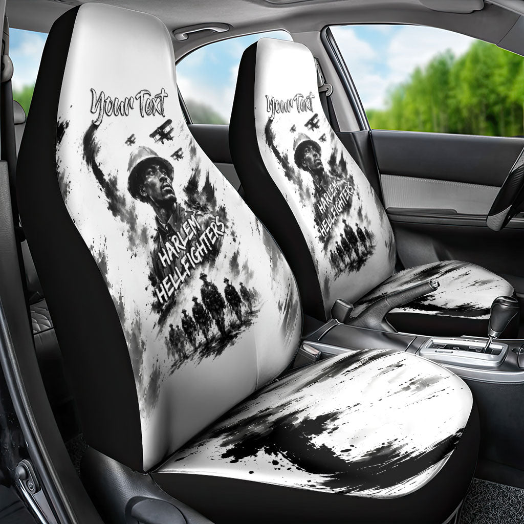 Personalized Harlem Hellfighters Car Seat Cover WWI African American Soldiers Monochrome Grunge Sketch Art