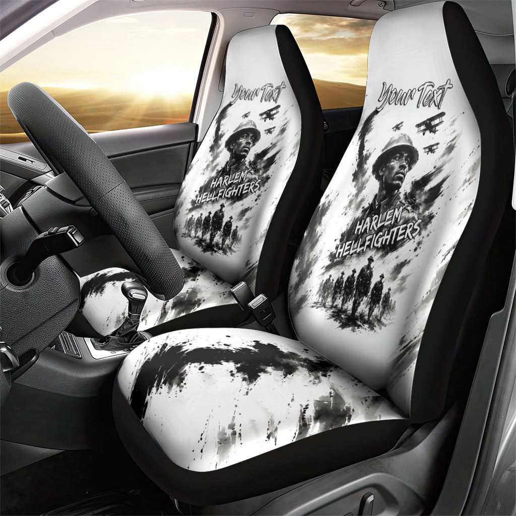 Personalized Harlem Hellfighters Car Seat Cover WWI African American Soldiers Monochrome Grunge Sketch Art
