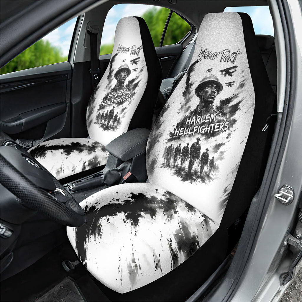 Personalized Harlem Hellfighters Car Seat Cover WWI African American Soldiers Monochrome Grunge Sketch Art