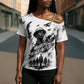Personalized Harlem Hellfighters Cross Shoulder Shirt WWI African American Soldiers Monochrome Grunge Sketch Art