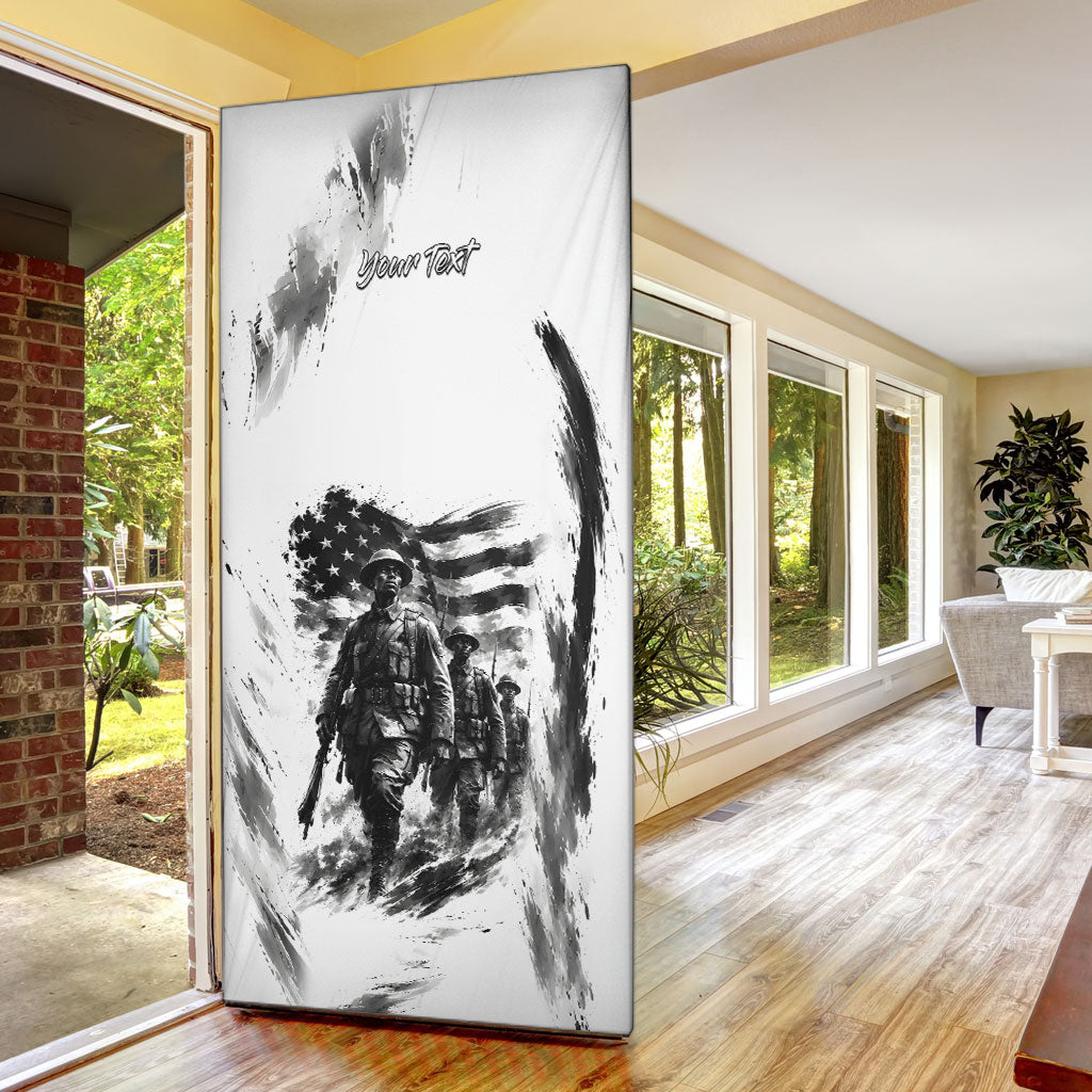 Personalized Harlem Hellfighters Door Cover WWI African American Soldiers Monochrome Grunge Sketch Art