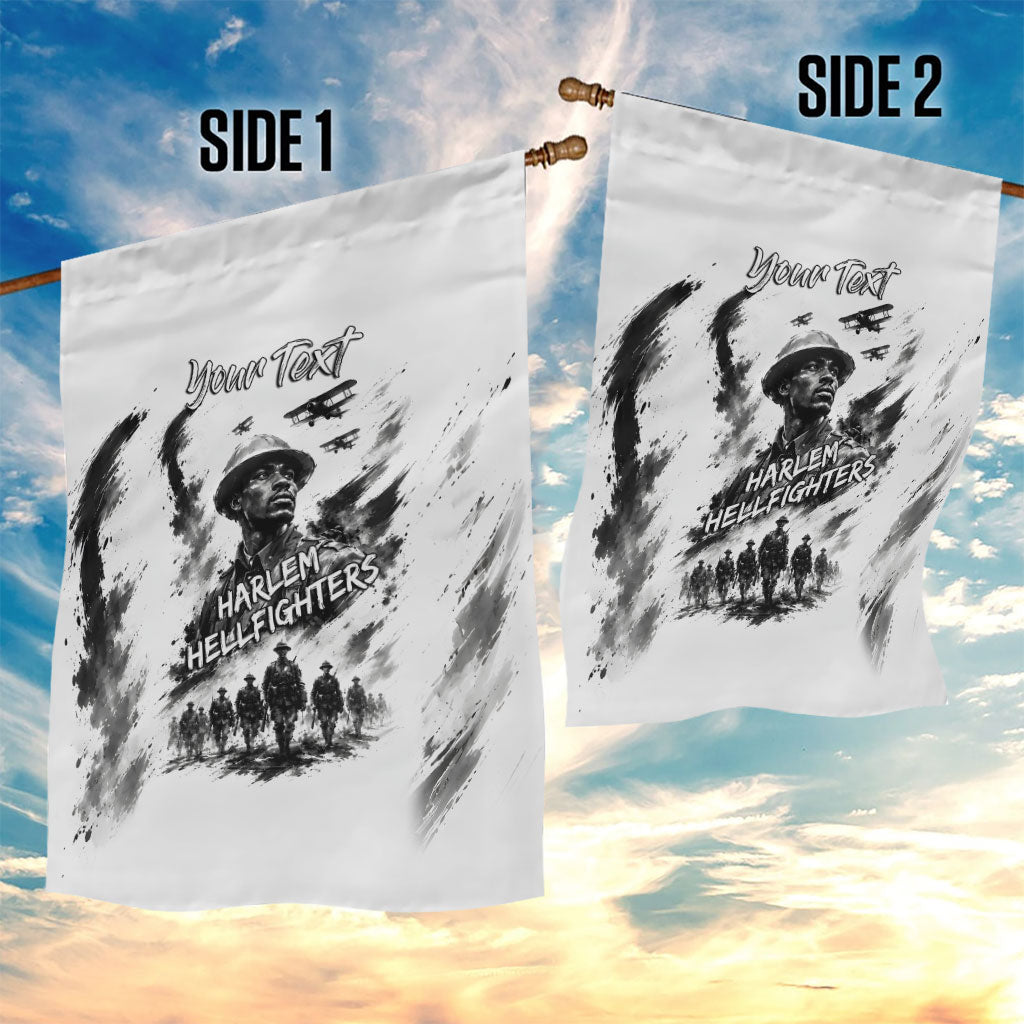 Personalized Harlem Hellfighters Garden Flag WWI African American Soldiers Monochrome Grunge Sketch Art
