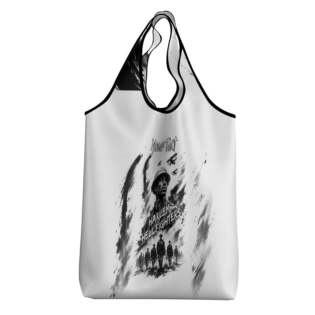 Personalized Harlem Hellfighters Grocery Bag WWI African American Soldiers Monochrome Grunge Sketch Art