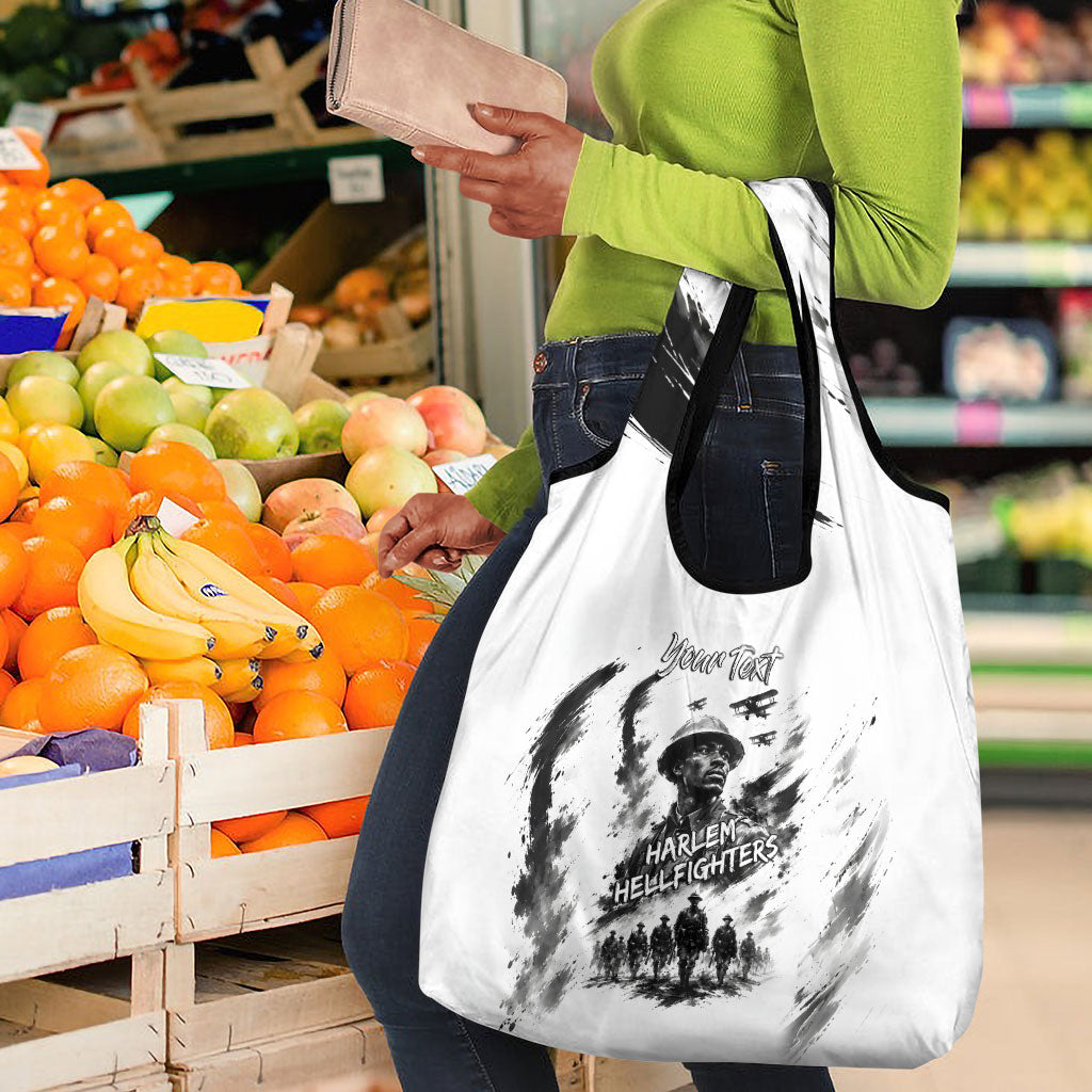 Personalized Harlem Hellfighters Grocery Bag WWI African American Soldiers Monochrome Grunge Sketch Art