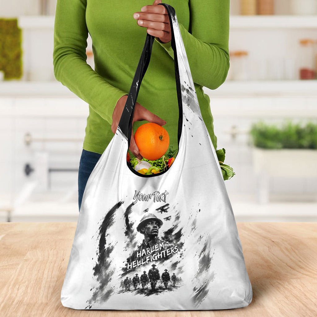 Personalized Harlem Hellfighters Grocery Bag WWI African American Soldiers Monochrome Grunge Sketch Art
