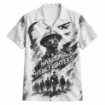 Personalized Harlem Hellfighters Hawaiian Shirt WWI African American Soldiers Monochrome Grunge Sketch Art