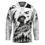 Personalized Harlem Hellfighters Hockey Jersey WWI African American Soldiers Monochrome Grunge Sketch Art
