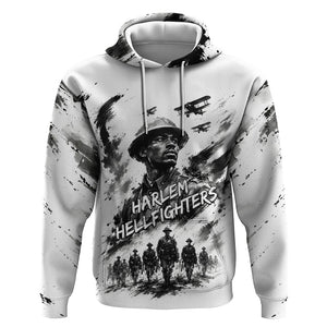 Personalized Harlem Hellfighters Hoodie WWI African American Soldiers Monochrome Grunge Sketch Art