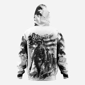 Personalized Harlem Hellfighters Hoodie WWI African American Soldiers Monochrome Grunge Sketch Art