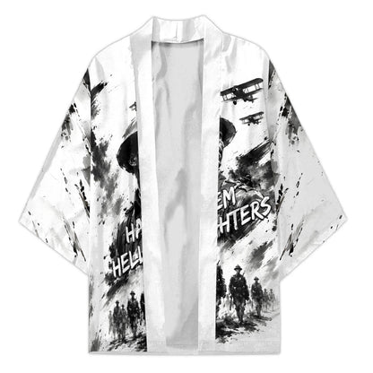 Personalized Harlem Hellfighters Kimono WWI African American Soldiers Monochrome Grunge Sketch Art