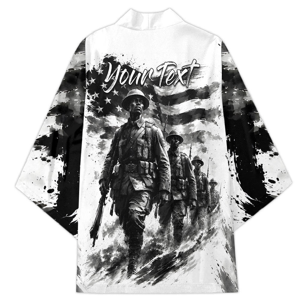 Personalized Harlem Hellfighters Kimono WWI African American Soldiers Monochrome Grunge Sketch Art