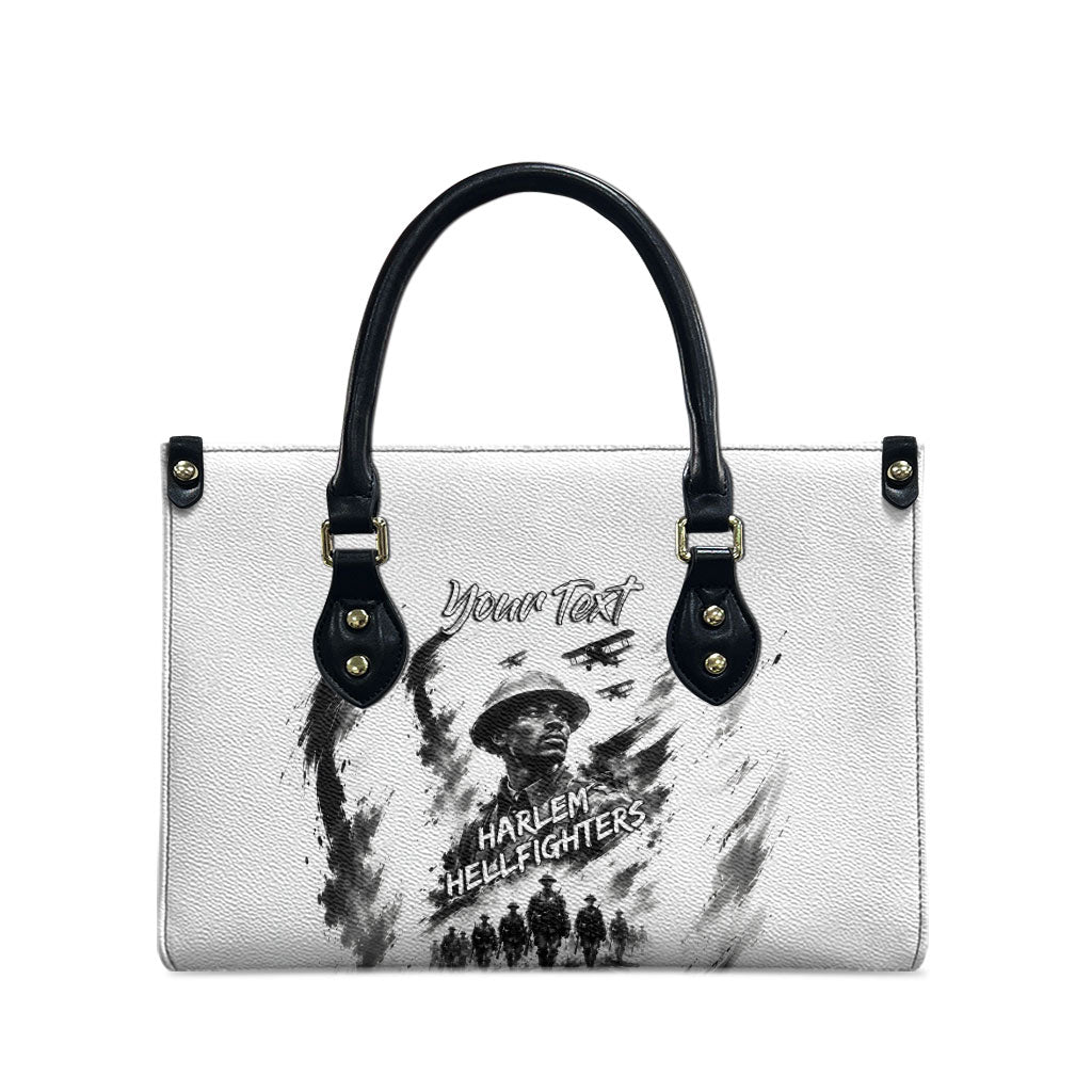 Personalized Harlem Hellfighters Leather Bag WWI African American Soldiers Monochrome Grunge Sketch Art