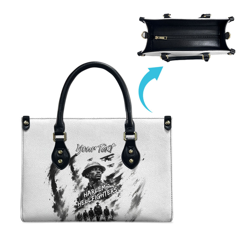 Personalized Harlem Hellfighters Leather Bag WWI African American Soldiers Monochrome Grunge Sketch Art