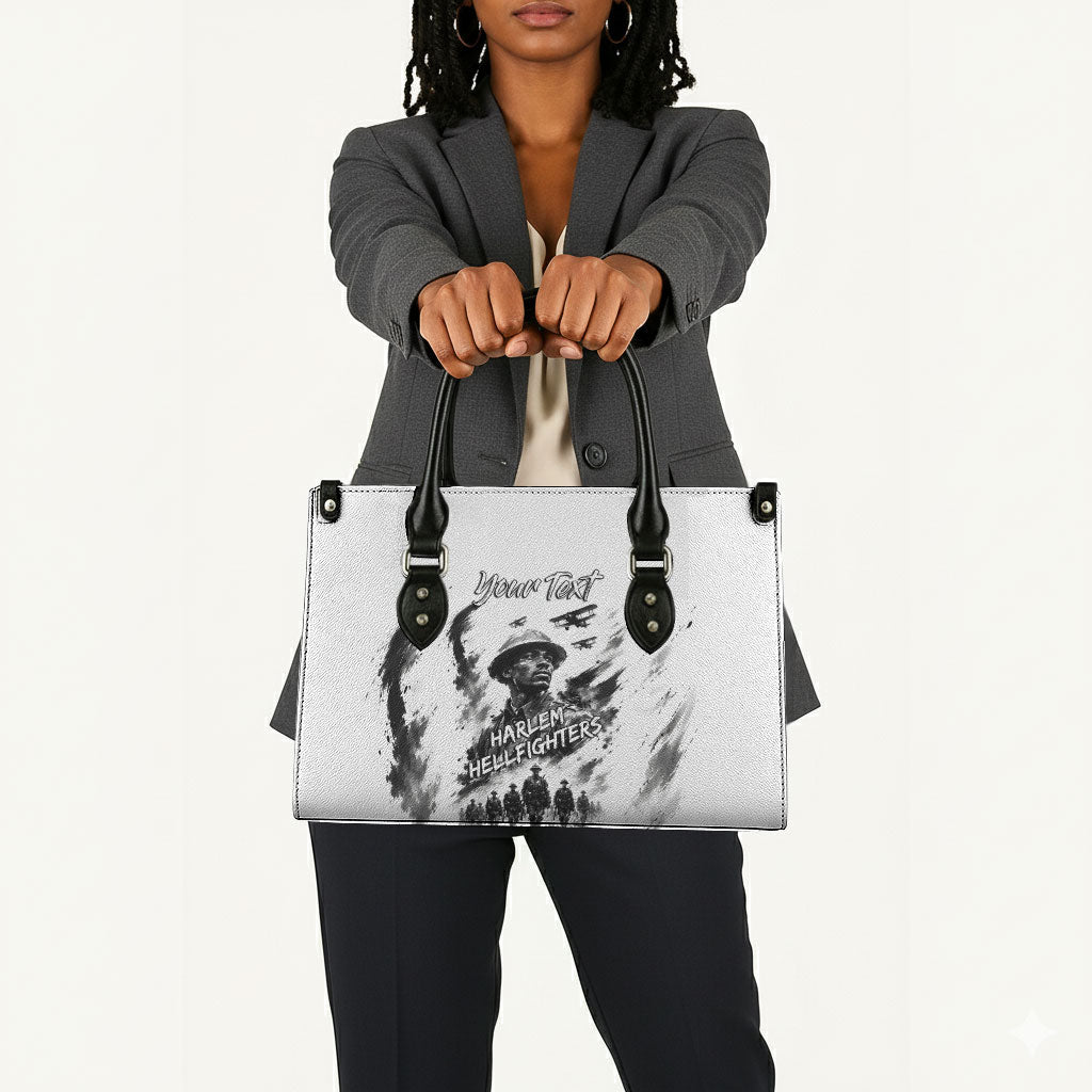 Personalized Harlem Hellfighters Leather Bag WWI African American Soldiers Monochrome Grunge Sketch Art