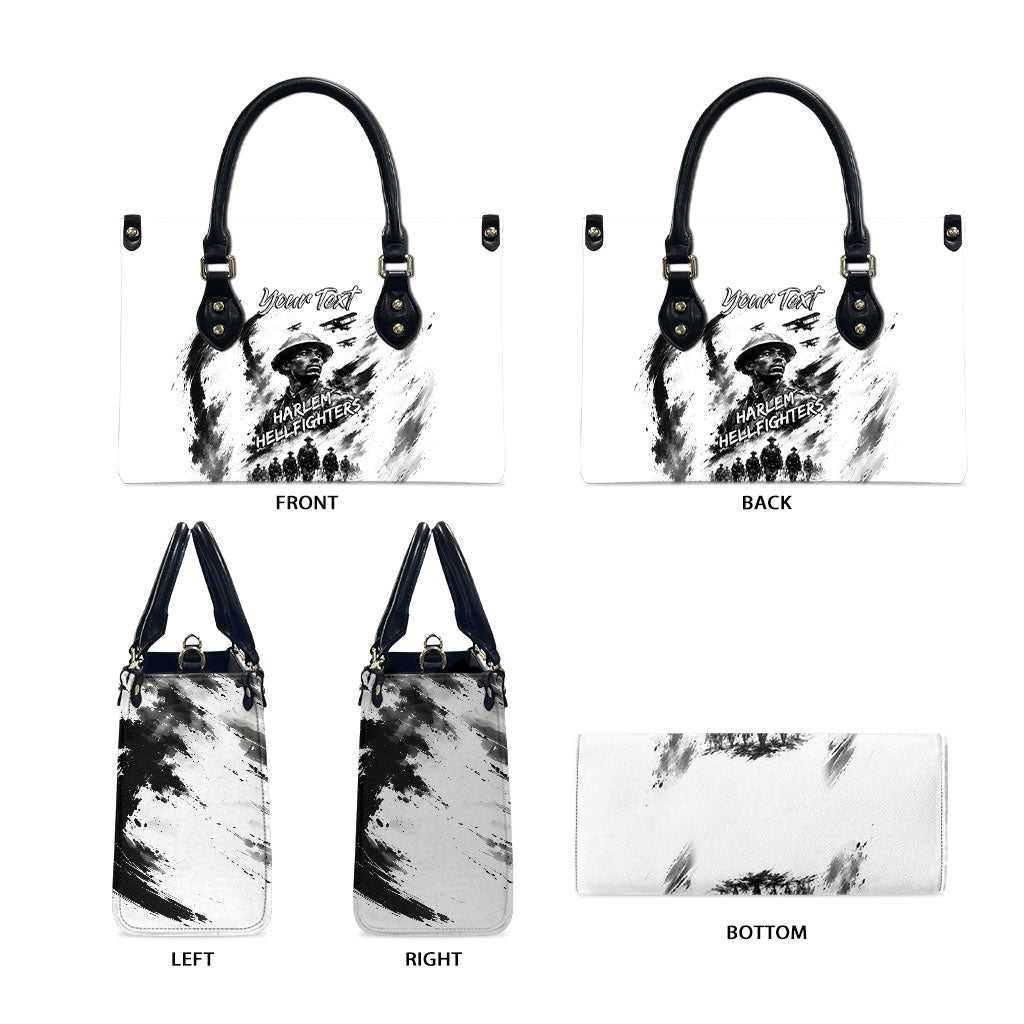 Personalized Harlem Hellfighters Leather Bag WWI African American Soldiers Monochrome Grunge Sketch Art