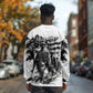 Personalized Harlem Hellfighters Long Sleeve Shirt WWI African American Soldiers Monochrome Grunge Sketch Art