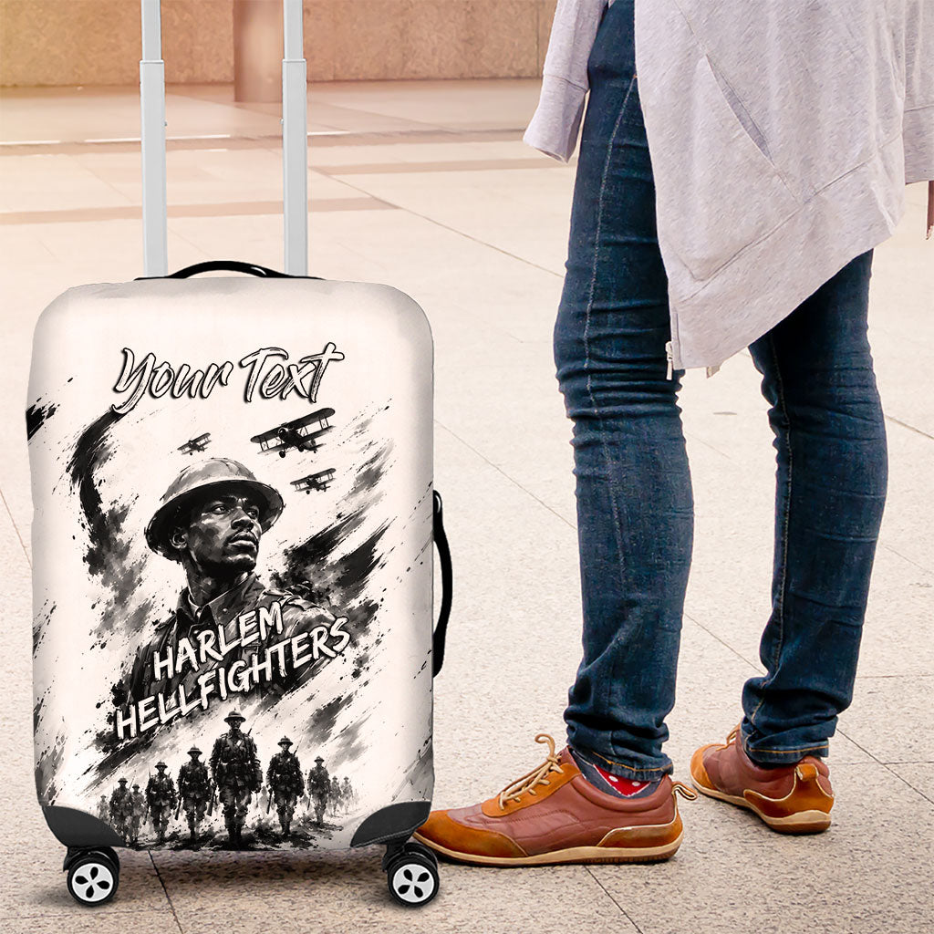 Personalized Harlem Hellfighters Luggage Cover WWI African American Soldiers Monochrome Grunge Sketch Art