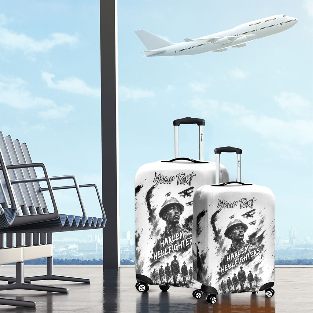 Personalized Harlem Hellfighters Luggage Cover WWI African American Soldiers Monochrome Grunge Sketch Art