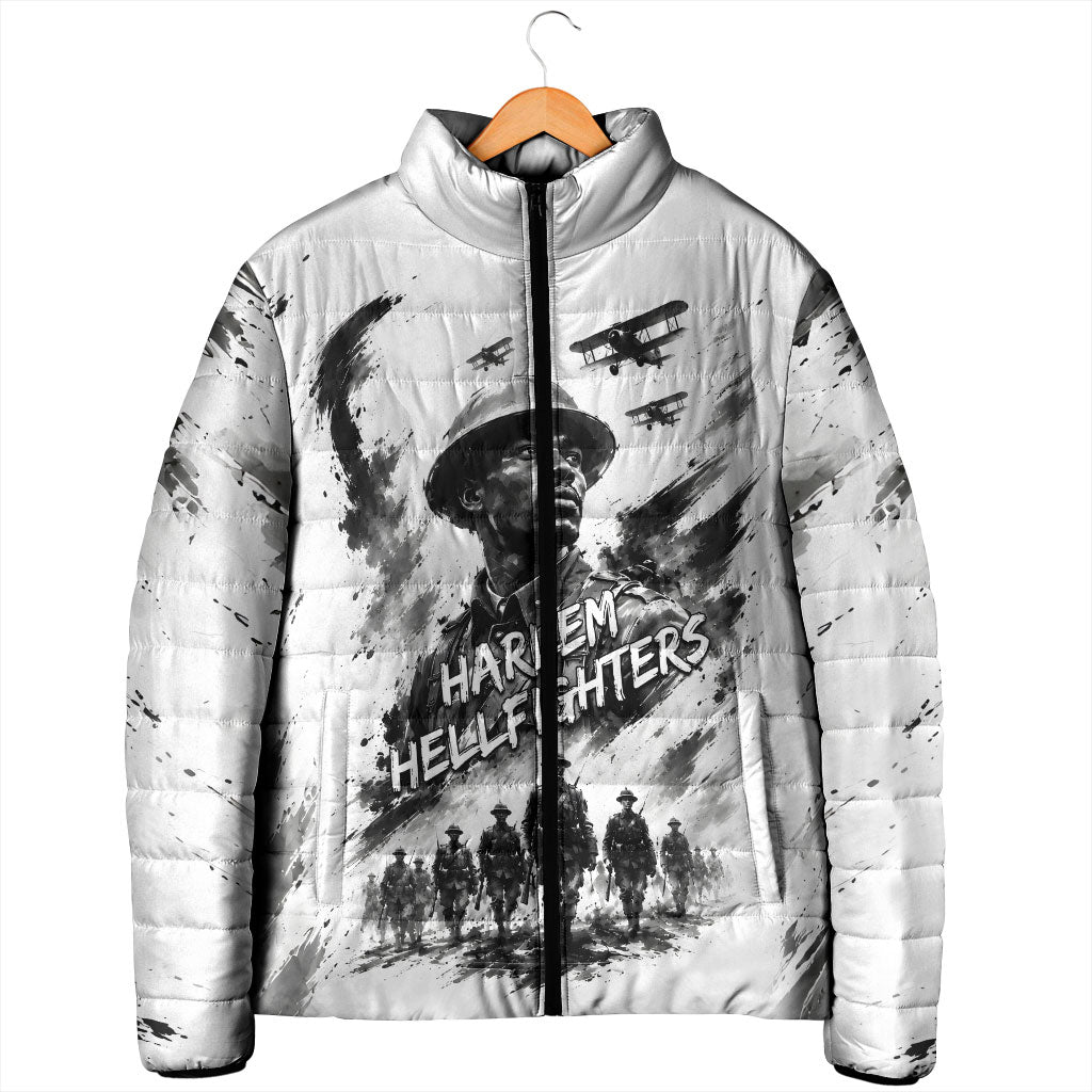 Personalized Harlem Hellfighters Padded Jacket WWI African American Soldiers Monochrome Grunge Sketch Art