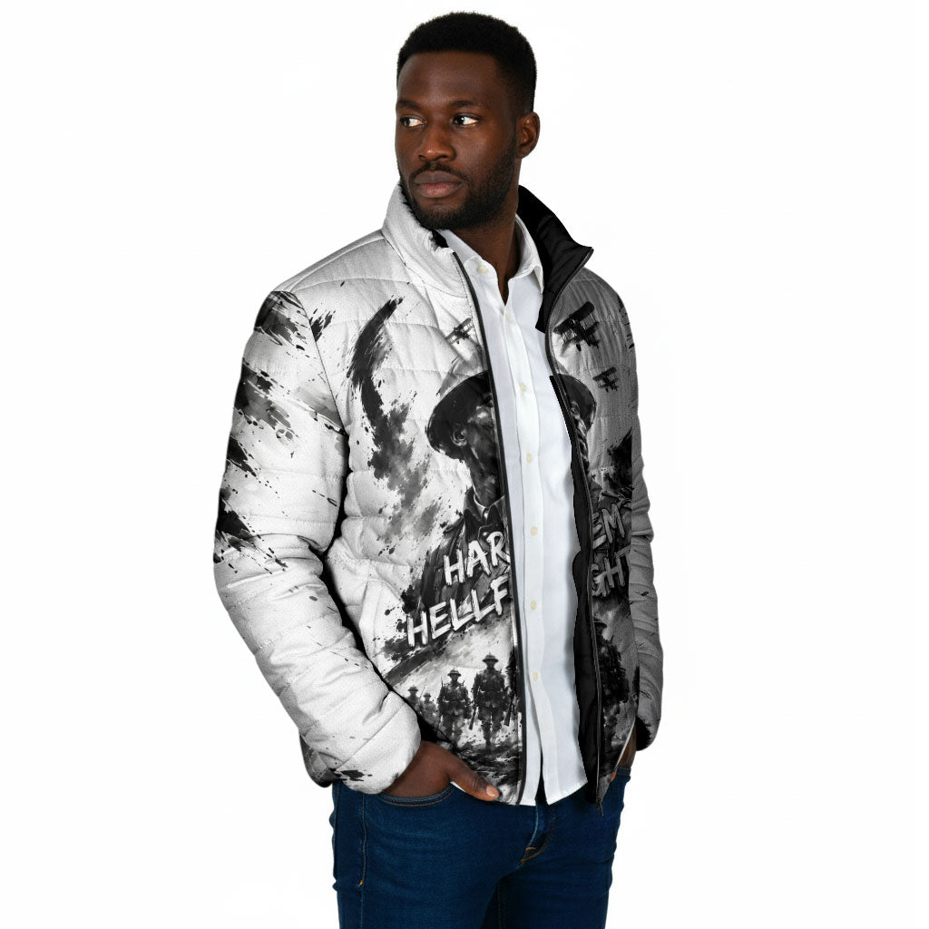 Personalized Harlem Hellfighters Padded Jacket WWI African American Soldiers Monochrome Grunge Sketch Art