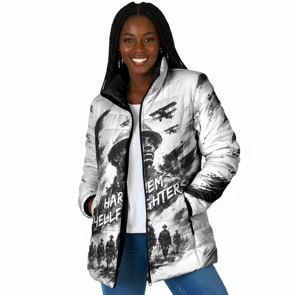 Personalized Harlem Hellfighters Padded Jacket WWI African American Soldiers Monochrome Grunge Sketch Art