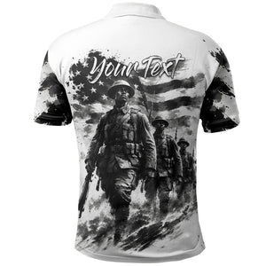 Personalized Harlem Hellfighters Polo Shirt WWI African American Soldiers Monochrome Grunge Sketch Art
