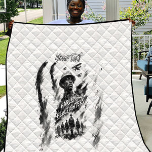 Personalized Harlem Hellfighters Quilt WWI African American Soldiers Monochrome Grunge Sketch Art