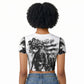 Personalized Harlem Hellfighters Raglan Cropped T shirt WWI African American Soldiers Monochrome Grunge Sketch Art