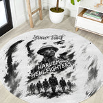 Personalized Harlem Hellfighters Round Carpet WWI African American Soldiers Monochrome Grunge Sketch Art