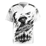 Personalized Harlem Hellfighters Rugby Jersey WWI African American Soldiers Monochrome Grunge Sketch Art