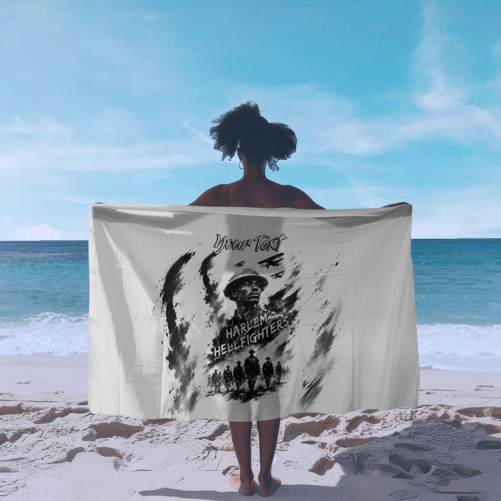 Personalized Harlem Hellfighters Sarong WWI African American Soldiers Monochrome Grunge Sketch Art