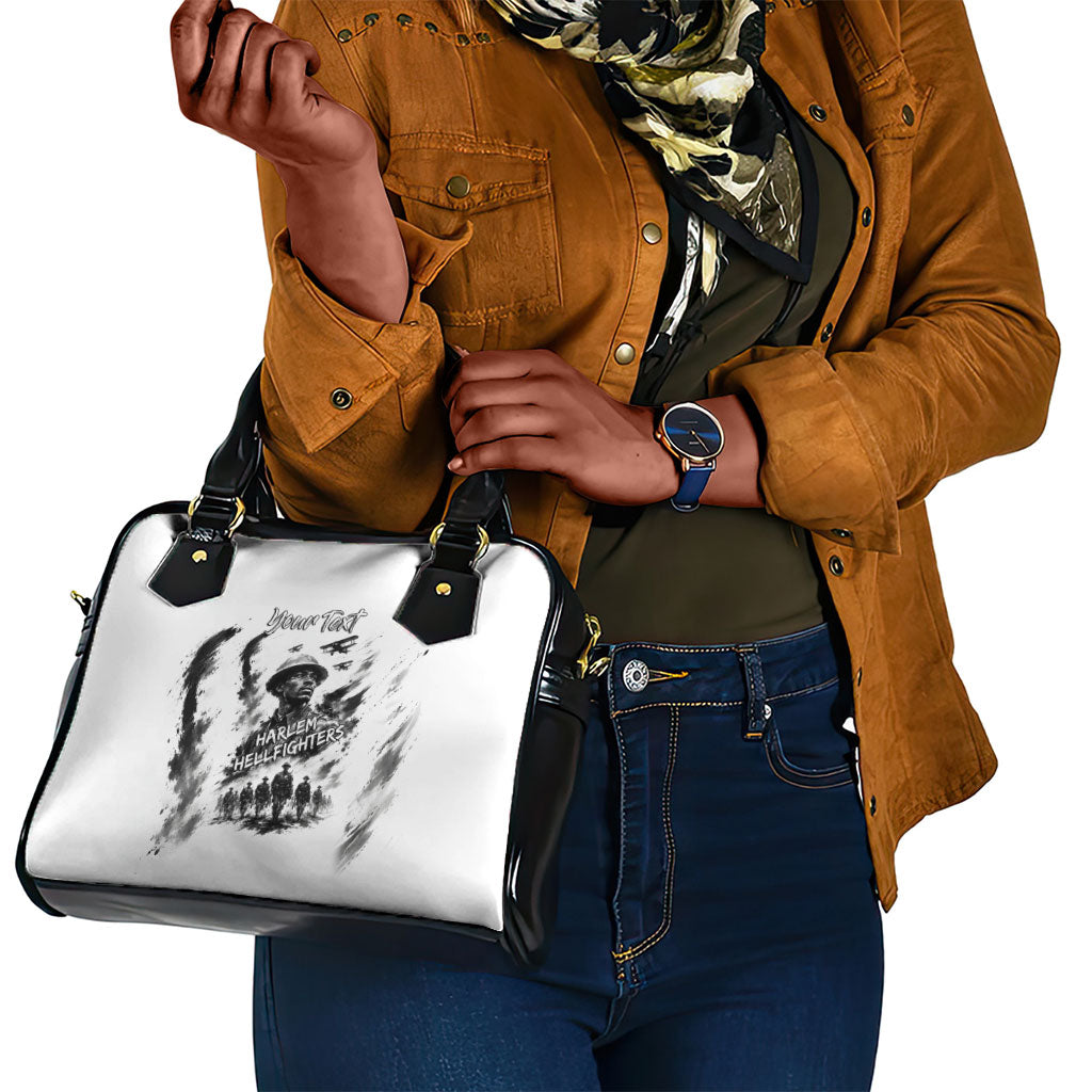 Personalized Harlem Hellfighters Shoulder Handbag WWI African American Soldiers Monochrome Grunge Sketch Art
