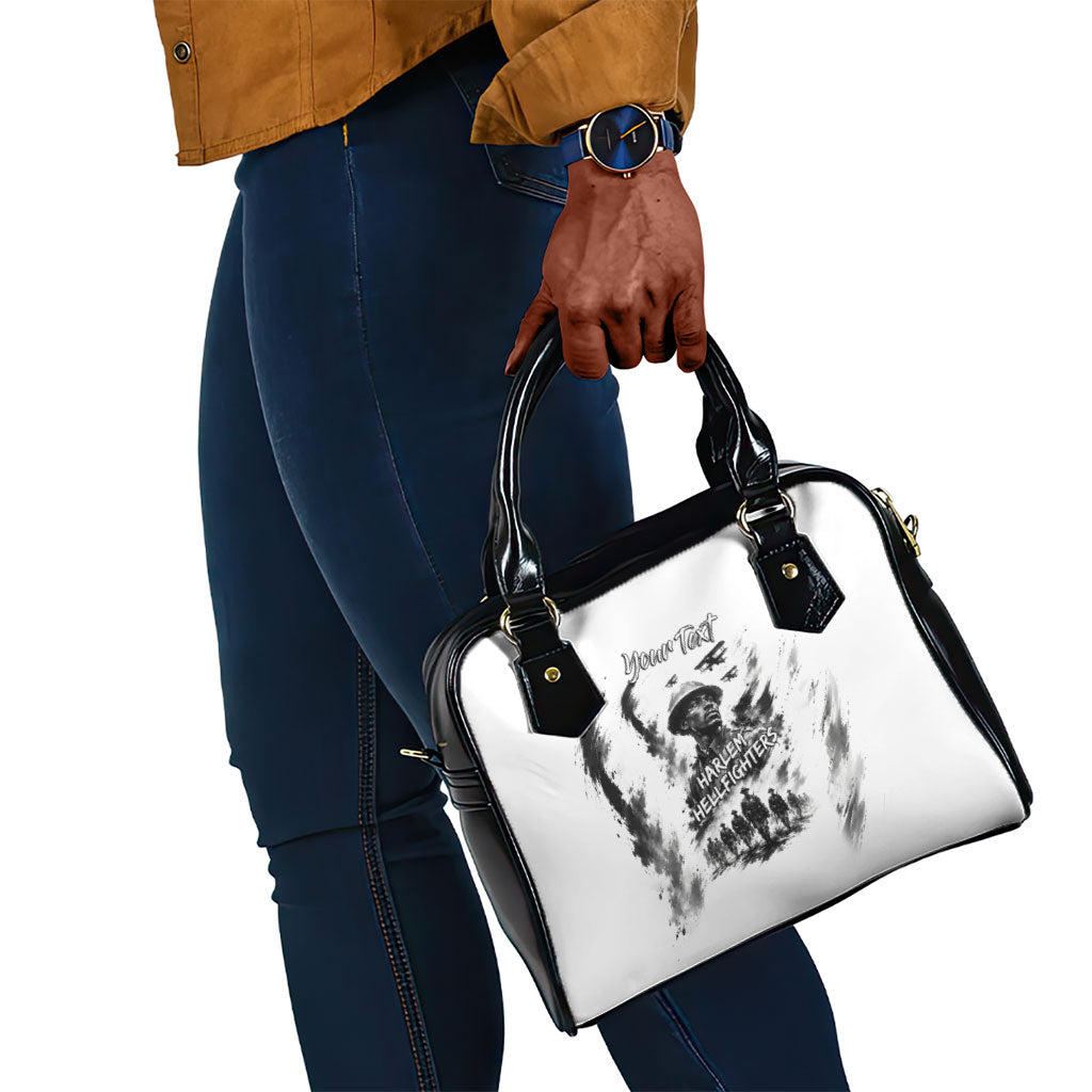 Personalized Harlem Hellfighters Shoulder Handbag WWI African American Soldiers Monochrome Grunge Sketch Art