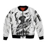Personalized Harlem Hellfighters Sleeve Zip Bomber Jacket WWI African American Soldiers Monochrome Grunge Sketch Art