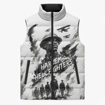 Personalized Harlem Hellfighters Sleeveless Puffer Jacket WWI African American Soldiers Monochrome Grunge Sketch Art