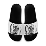 Personalized Harlem Hellfighters Slide Sandals WWI African American Soldiers Monochrome Grunge Sketch Art
