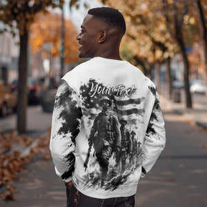 Personalized Harlem Hellfighters Sweatshirt WWI African American Soldiers Monochrome Grunge Sketch Art