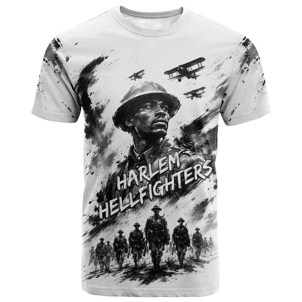 Personalized Harlem Hellfighters T shirt WWI African American Soldiers Monochrome Grunge Sketch Art
