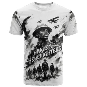 Personalized Harlem Hellfighters T shirt WWI African American Soldiers Monochrome Grunge Sketch Art