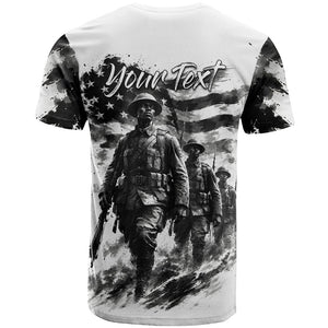 Personalized Harlem Hellfighters T shirt WWI African American Soldiers Monochrome Grunge Sketch Art