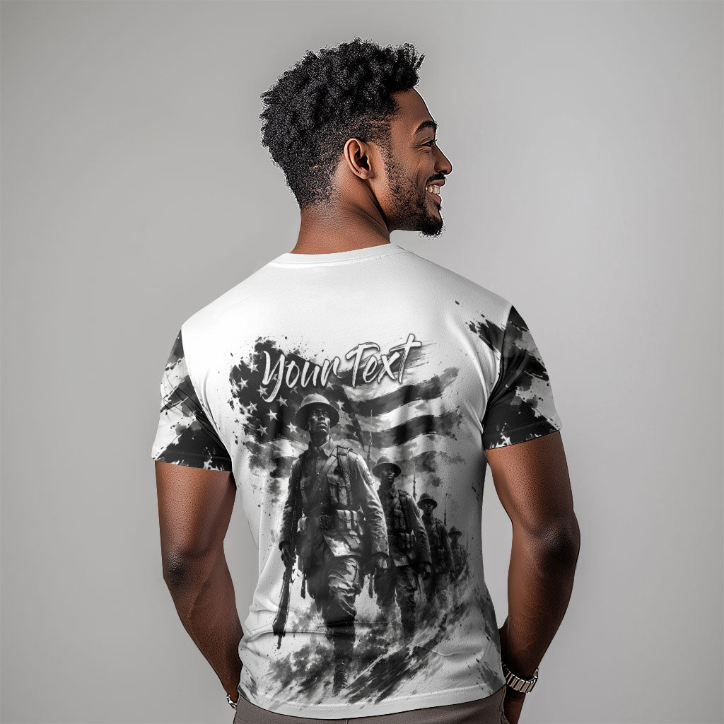 Personalized Harlem Hellfighters T shirt WWI African American Soldiers Monochrome Grunge Sketch Art